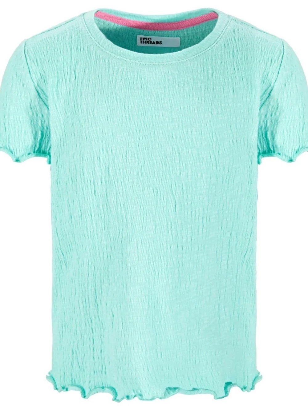 Epic Threads Girls' Mint Short Sleeve Crinkle Texture Tee